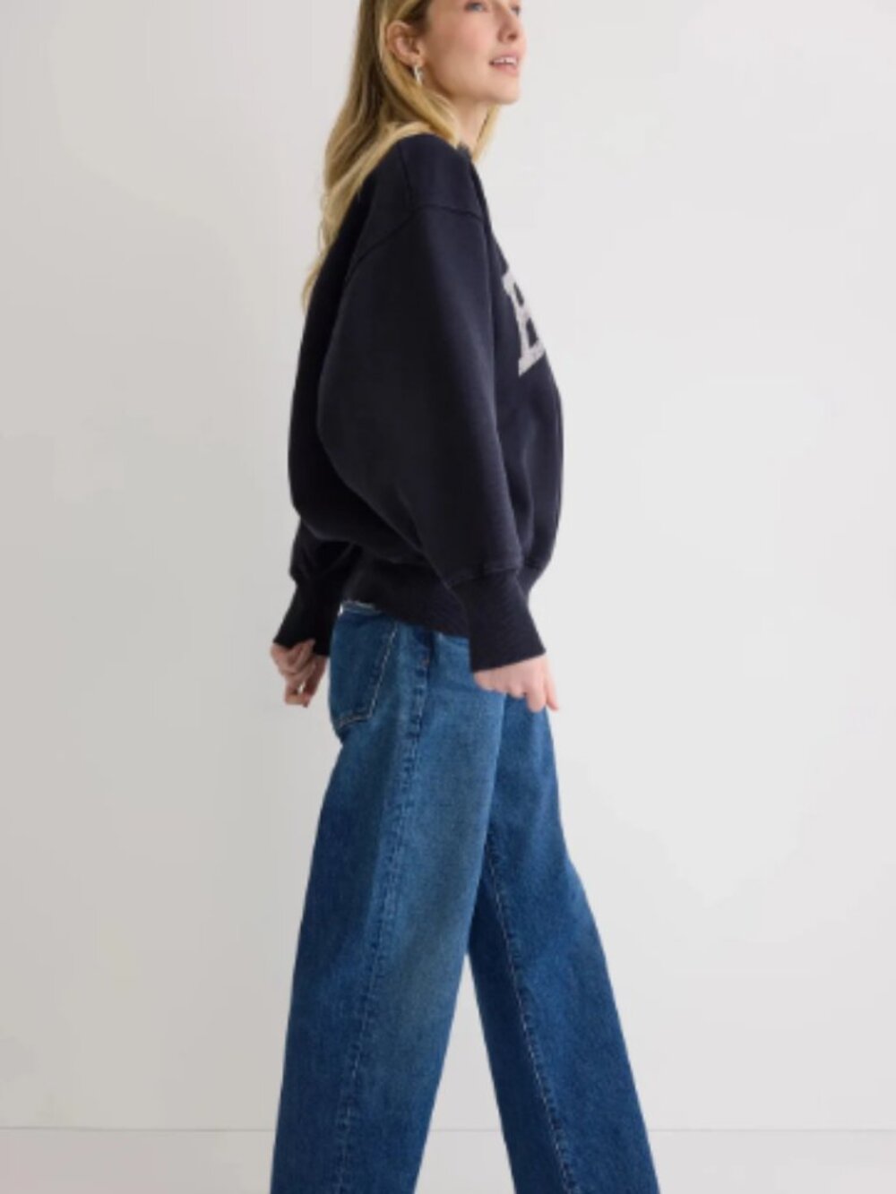 ANINE BING Navy Blue Bradie Sweatshirt XS - Picture 4 of 6